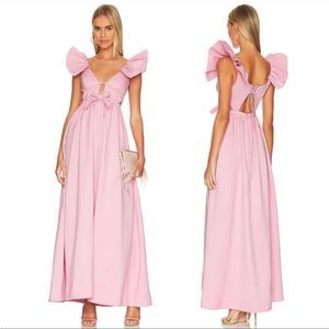 FOR LOVE & LEMONS Miriam Ruffle Maxi Dress in Pink Size XS NWT